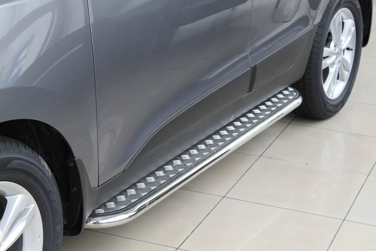 Автомобільні пороги майданчика з неіржавкої сталі на Hyundai IX35 2010-2015, фото 1