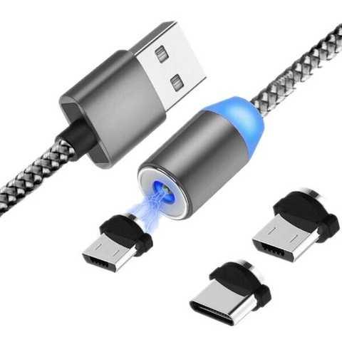 Магнітний кабель USB — microUSB/Lightning/Type-C, фото 1