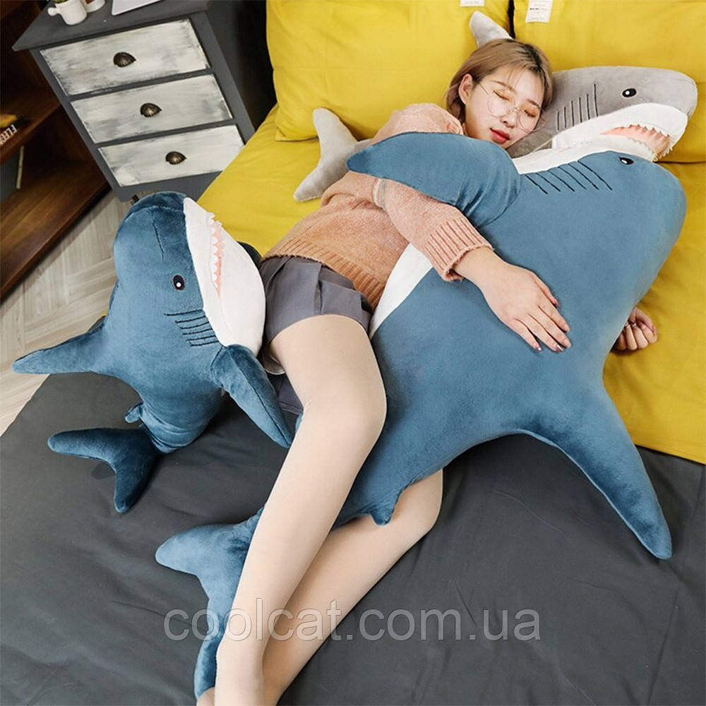 Большая детская плюшевая игрушка - антистресс, 110 см, Акула / Длинная подушка - обнимашка для засыпания - фото 10 - id-p1782144864