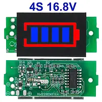 Индикатор уровня заряда литиевых аккумуляторов, батарей 4S-16V