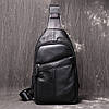 Чоловіча бананка сумка нагрудна чорна коричнева | Сумка-бананка кроссбоди з натуральної шкіри, барсетка(PS), фото 3