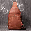 Чоловіча бананка сумка нагрудна чорна коричнева | Сумка-бананка кроссбоди з натуральної шкіри, барсетка(PS), фото 7