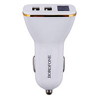 Автомобільний зарядний пристрій Borofone BZ11 Digital Display 2 USB 2.1 A (Білий)