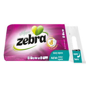 Тришаровий туалетний папір Zebra White 8 шт