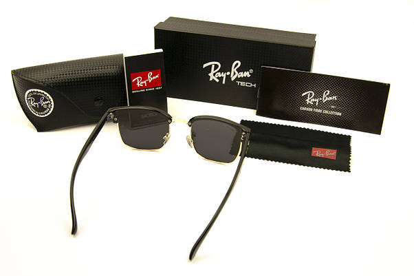 Сонцезахисні окуляри RAY BAN Clubmaster поляризаційні UV400 (арт. P7927) чорні/чорні завушники, фото 4