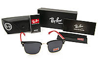 Сонцезахисні окуляри RAY BAN Clubmaster поляризаційні UV400 (арт. P7927) чорні/червоні завушники