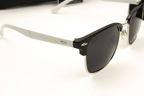 Сонцезахисні окуляри RAY BAN Clubmaster поляризаційні UV400 (арт. P7927) чорні/білі завушники, фото 4