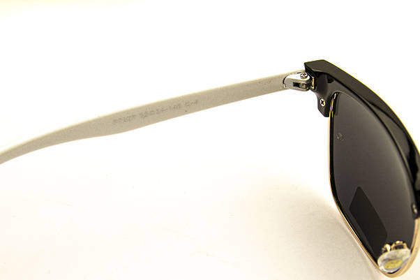 Сонцезахисні окуляри RAY BAN Clubmaster поляризаційні UV400 (арт. P7927) чорні/білі завушники, фото 6