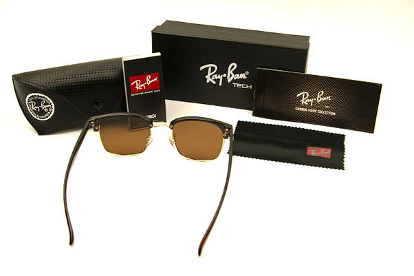 Сонцезахисні окуляри RAY BAN Clubmaster поляризаційні UV400 (арт. P7927) коричневі/коричневі завушники, фото 5