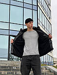 Куртка чоловіча шкірянка демісезонна осіння осінь-весна чорна Туреччина. Живе фото. Чоловіча куртка осінь-весна, фото 4