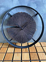 Часы в металлическом ободке 40 см из дерева