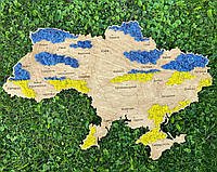 Деревянная карта Карта України 1,2*0,8м со стабилизированным мхом