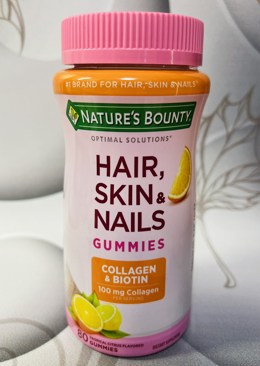 Вітаміни для волосся, шкіри і нігтів з біотином і колагеном Nature's Bounty