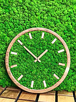 Деревянные Эко-часы 35 см со стабилизированным мхом настенные