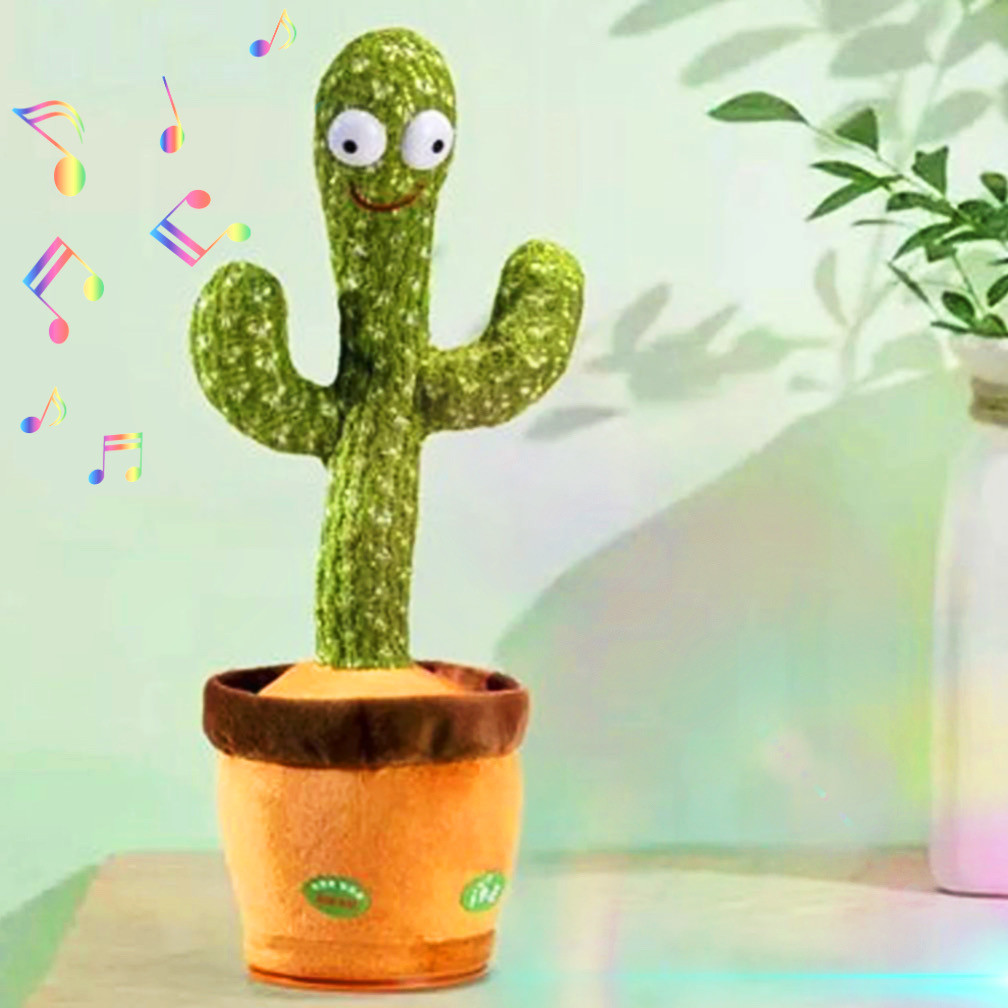 Танцювальний кактус співаючі пісеньки з підсвіткою Dancing Cactus TikTok іграшка Повторюшка кактус зелений