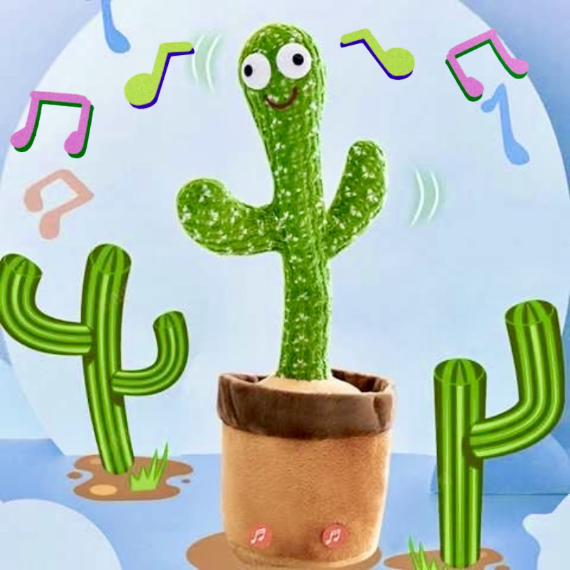Танцювальний кактус співаючі пісеньки з підсвіткою Dancing Cactus TikTok іграшка Повторюшка кактус зелений