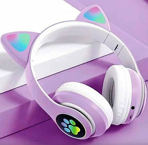 Бездротові дитячі Bluetooth навушники Cat Ear VZV-23M з котячими вушками Бузкові, фото 4