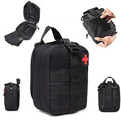 Сумка-аптечка тактична на системі Molle (без наповнення),20х15х8 см, A87 Чорний / Швидкознімна військова аптечка