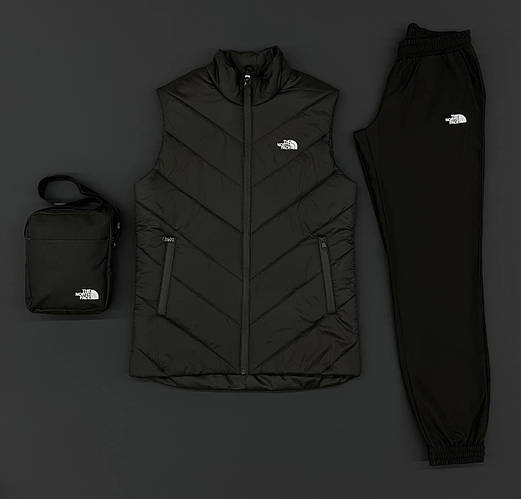 Мужской черный костюм The North Face с жилеткой демисезонный ...