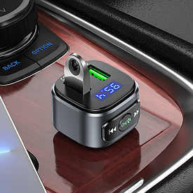 Автомобільний FM-трансмітер з Bluetooth-монітор HOCO "E67" з функцією заряджання