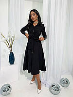 Стильное женское платье миди на пуговицах с воротником рубашка и поясом Smmod7987