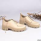 Бежеві жіночі шкіряні туфлі, фото 2