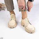 Бежеві жіночі шкіряні туфлі, фото 3