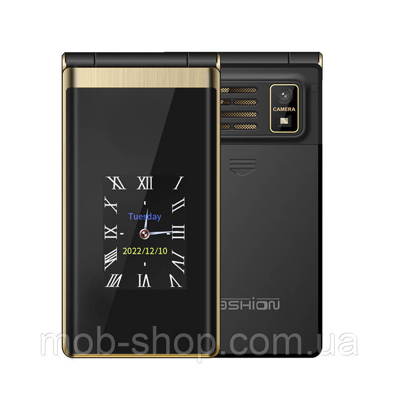 Телефон розкладачка Tkexun M1 (Yeemi M1) gold кнопковий мобільний телефон зручний бабусефон, фото 1