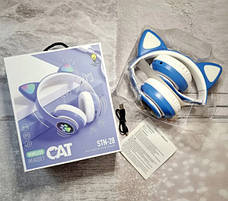 Бездротові дитячі Bluetooth навушники Cat Ear VZV-23M з котячими вушками Сині, фото 6