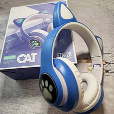 Бездротові дитячі Bluetooth навушники Cat Ear VZV-23M з котячими вушками Сині, фото 4