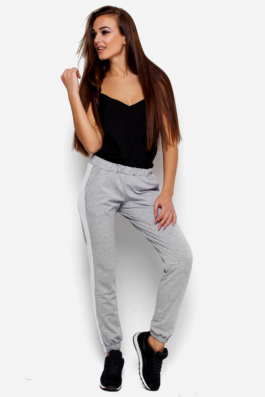 Зручні та стильні жіночі спортивні штани з двонитки, сірі, фото 1