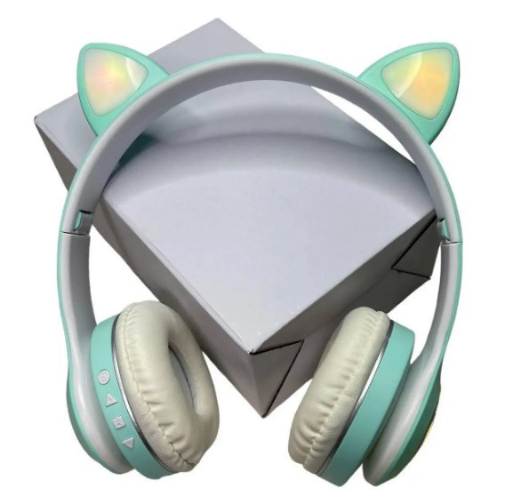 Бездротові дитячі Bluetooth навушники Cat Ear VZV-23M з котячими вушками Зелені