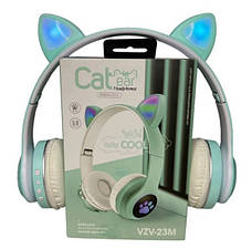 Бездротові дитячі Bluetooth навушники Cat Ear VZV-23M з котячими вушками Зелені, фото 5