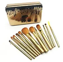 Набір пензлів для макіяжу Kylie Jenner Make-up brush set 12 шт Gold