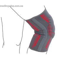 Бандаж на колінний суглоб в'язаний еластичний посилений ReMed R6104 сіро-червоний