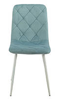 М'який стілець N-41 оксамит блакитний топаз на білих металевих ніжках, фото 6