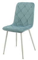 М'який стілець N-41 оксамит блакитний топаз на білих металевих ніжках, фото 5