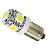 LED BA9S T4W лампа в автомобіль 2 шт., 4+1 SMD 5050, білий, 100192