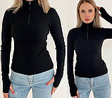 Кофта в рубчик з блискавкою і рукавами мітенки, фото 2