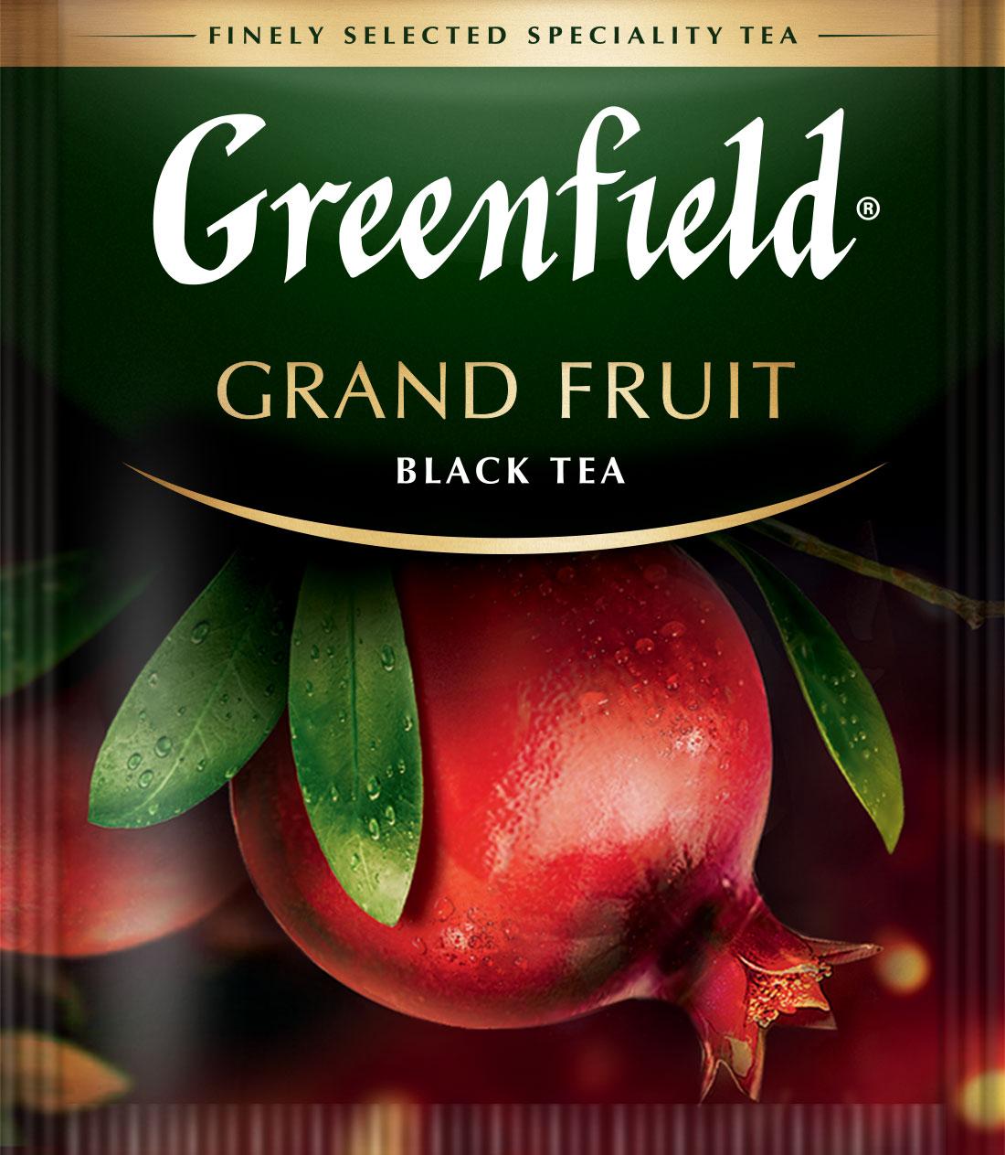 Чай Грінфілд чорний з гранатом Grand Fruit 100 пакетиків ХоРеКа