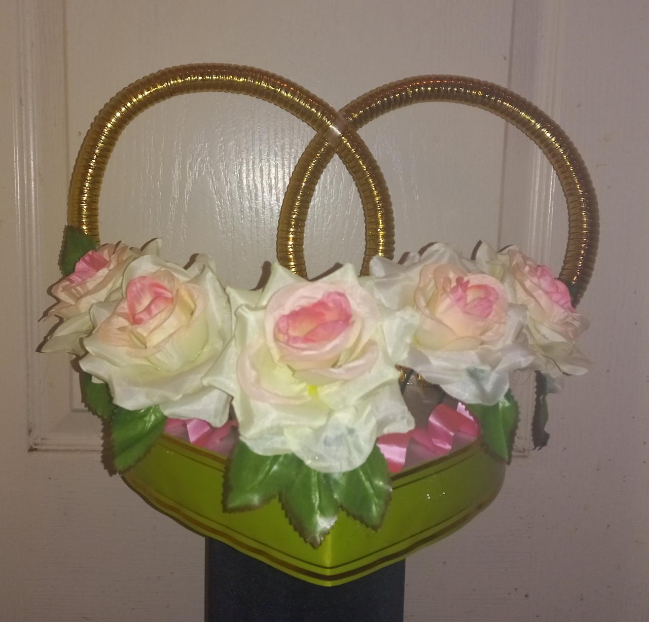 Весільні кільця для авто "Троянди" ніжно-персикові ("чайна троянда")