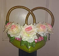 Свадебные кольца для авто "Розы" нежно-персиковые ("чайная роза")
