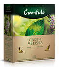 Чай Грінфілд зелений з мелісою Green Melissa 100 пакетиків картон