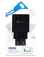 Блок питания POWER Quick Charge 3.0 Чёрный зарядное устройство компактное с 3 USB выходами сетевой адаптер