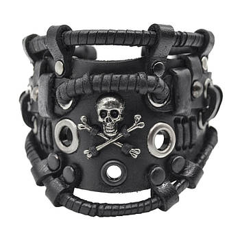 Браслет Стімпанк Danger Skull чорний (bsp-56)