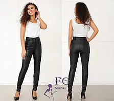 Лосини екошкіра з високою посадкою, жіночі штани з екошкіри на 50-52 розміри