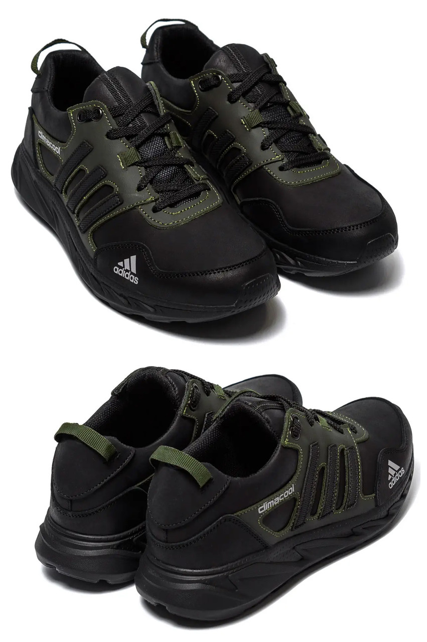 Чоловічі шкіряні кросівки Adidas (Адидас) Climacool, кеди шкіряні повсякденні чорні. Чоловіче взуття