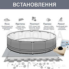 Басейн каркасний для дачі Intex 26330 Збірний круглий басейн Інтенекс + сходи, фільтр, тент, підкладка, фото 6