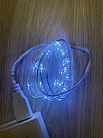 Светодиодная USB гирлянда Роса 2 метра, цвёт холодный белый