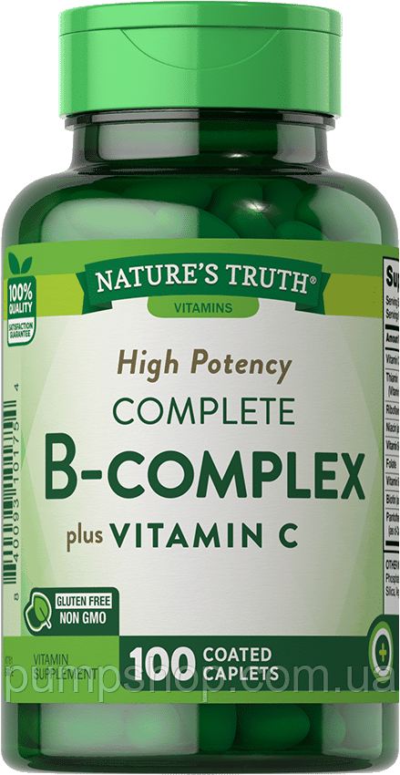 Вітамін В комплекс із вітаміном С Nature`s Truth Complete B-Vitamin Complex +Vitamin C 100 таб.